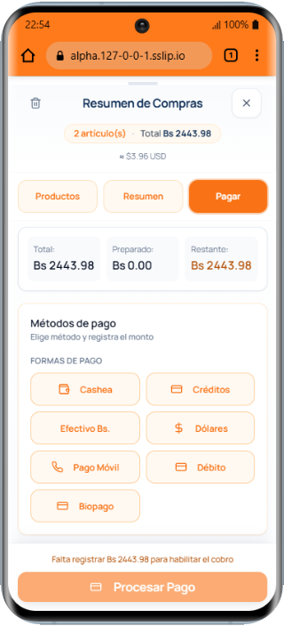POS móvil: métodos de pago y procesamiento de cobro